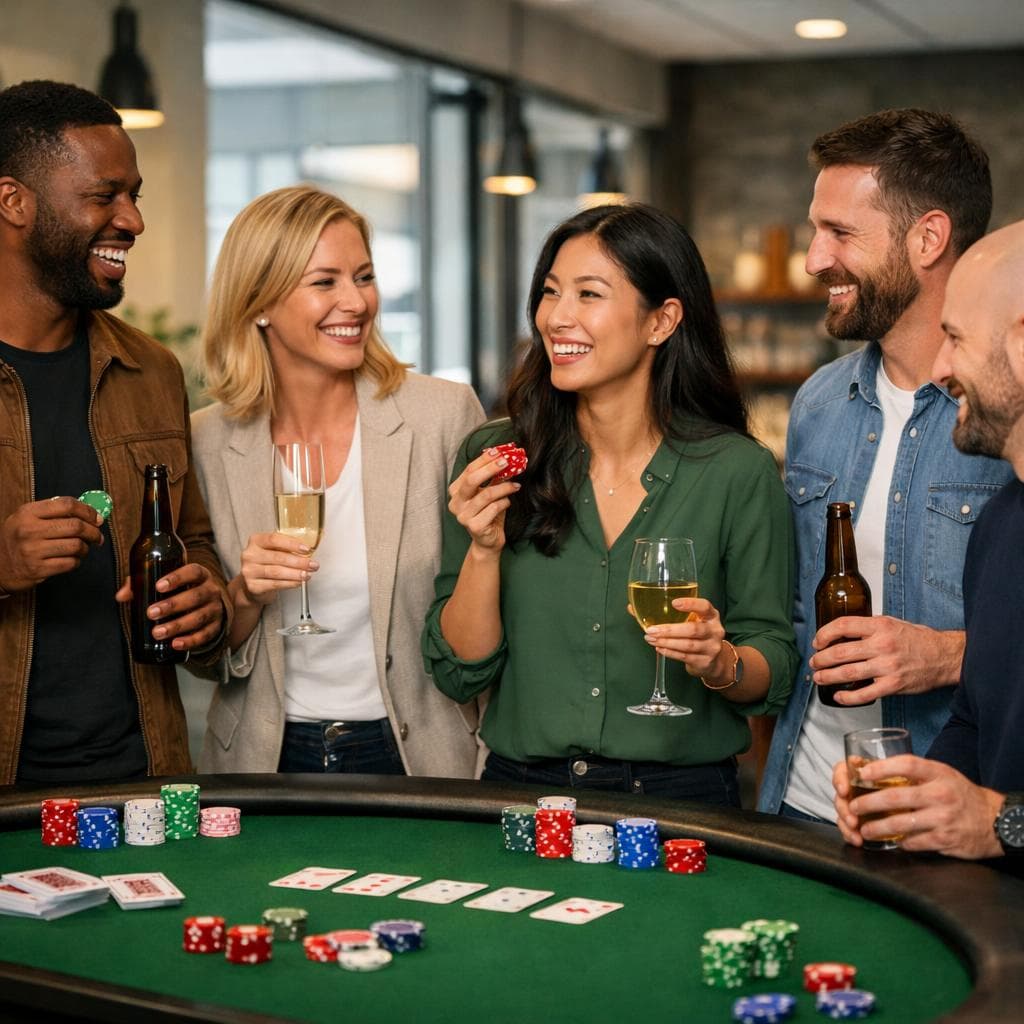 Professional croupier at blackjack table